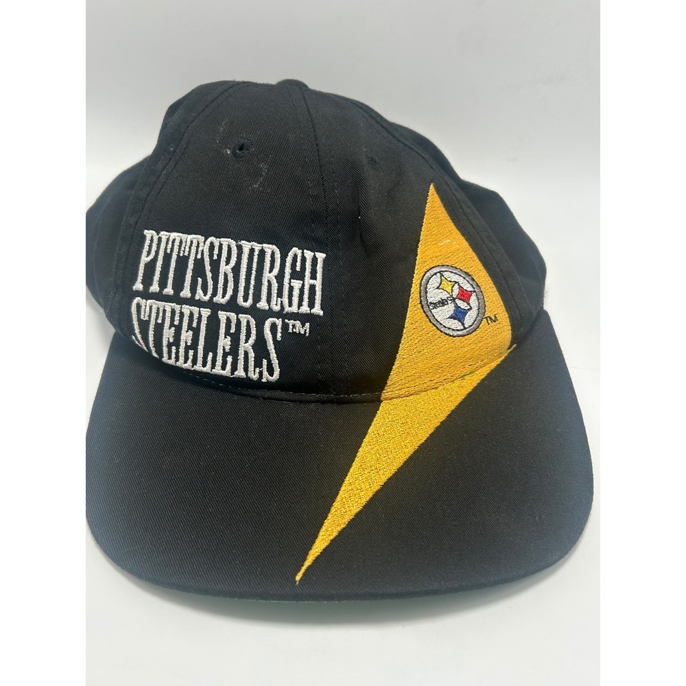 Vintage NFL Pittsburgh Steelers Hat Mens Black Embroidered Logo Snapback Cap